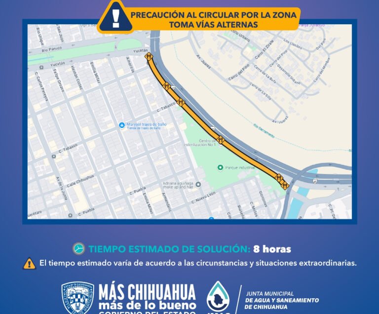 Reparará JMAS Chihuahua conducción de agua potable en la vialidad Sacramento