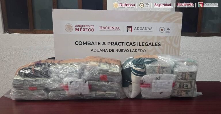 Decomisan más de 769 mil dólares no declarados en la Aduana de Nuevo Laredo