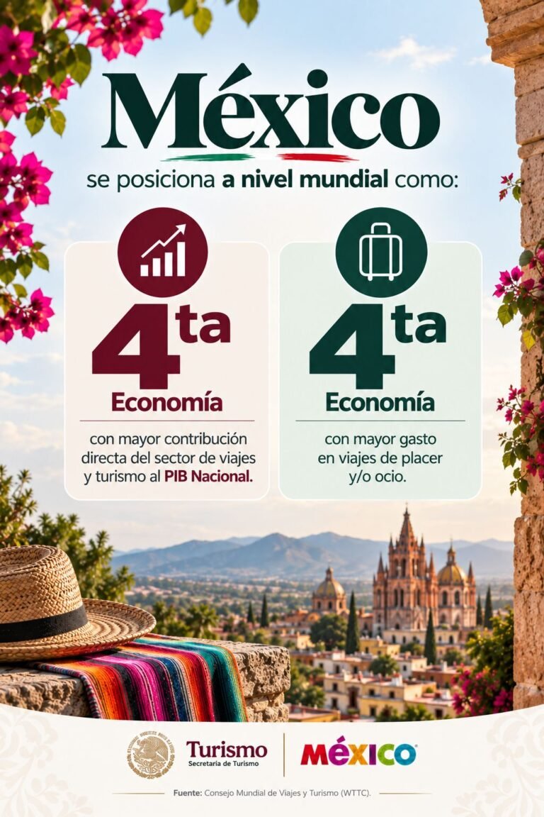 México lidera el crecimiento turístico en Norteamérica durante 2025 tras superar a EE. UU. y Canadá