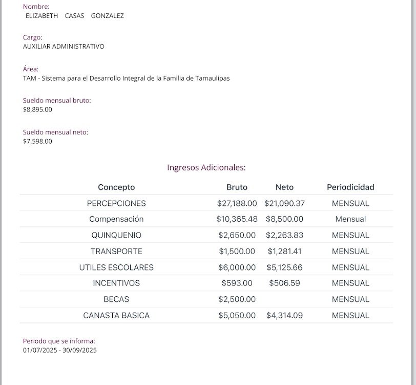 Documentos consultados / nóminas familiares